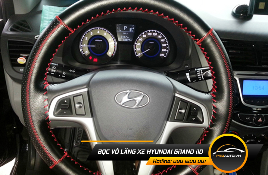 Bọc da tay lái xe Hyundai Grand i10