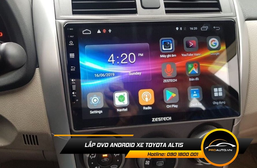 Lắp màn hình android cho Toyota Altis