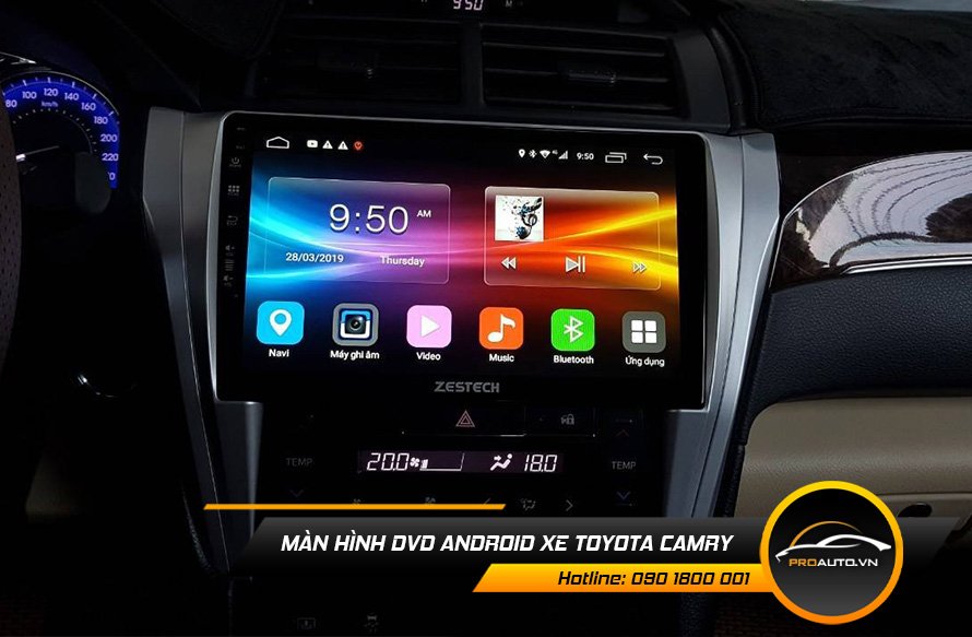Lắp màn hình android cho Toyota Camry