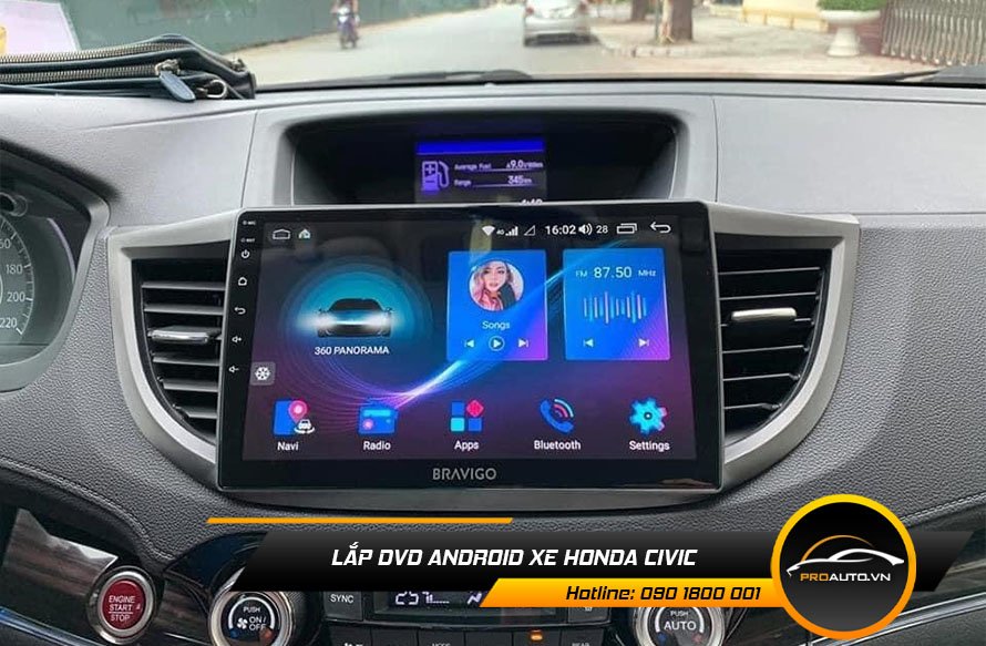 Lắp màn hình android cho Honda Civic
