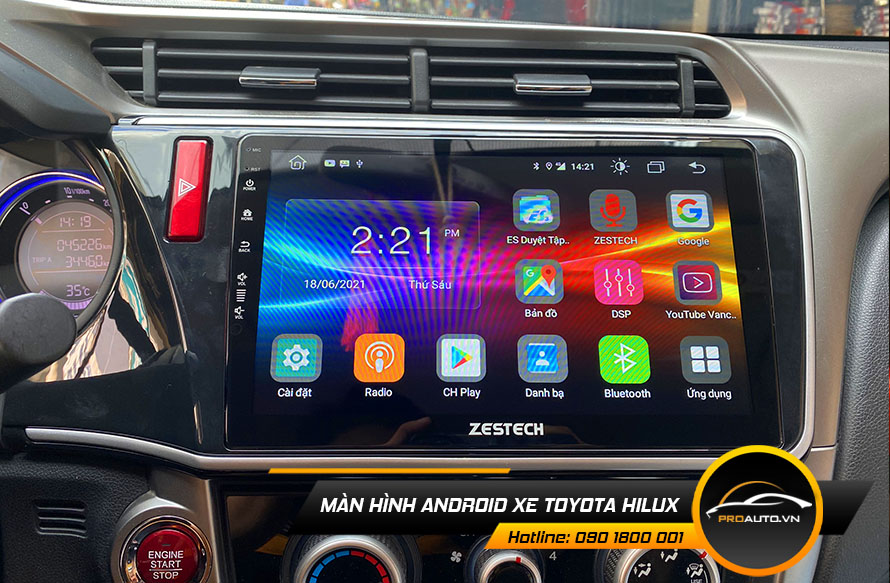 Lắp màn hình android cho Toyota Hilux