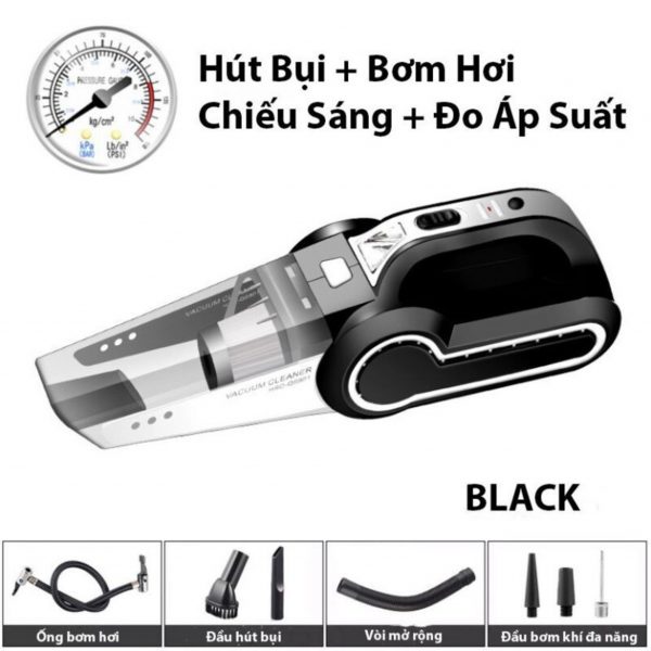 Trọn bộ sản phẩm máy hút bụi bơm hơi ô tô 4 trong 1