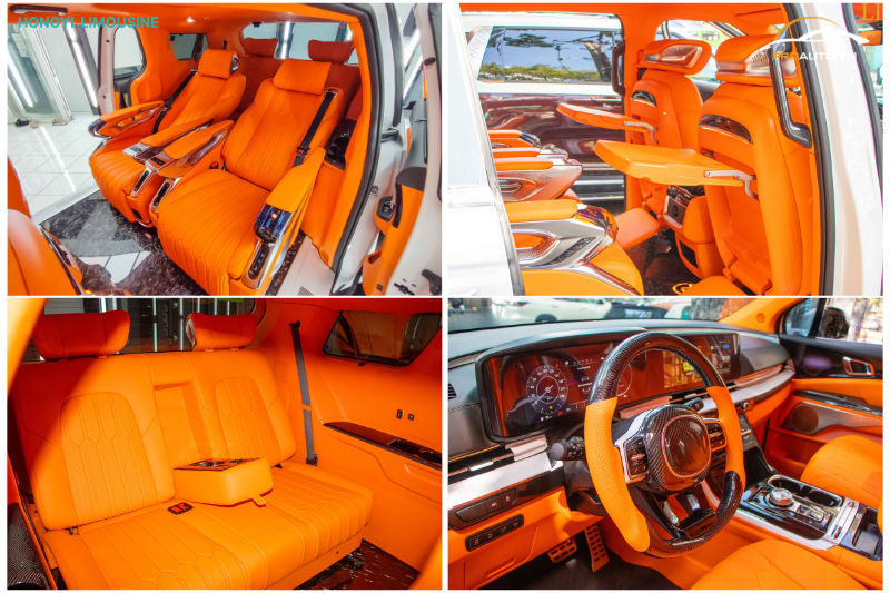 Độ xe Limousine với màu cam nóng bỏng