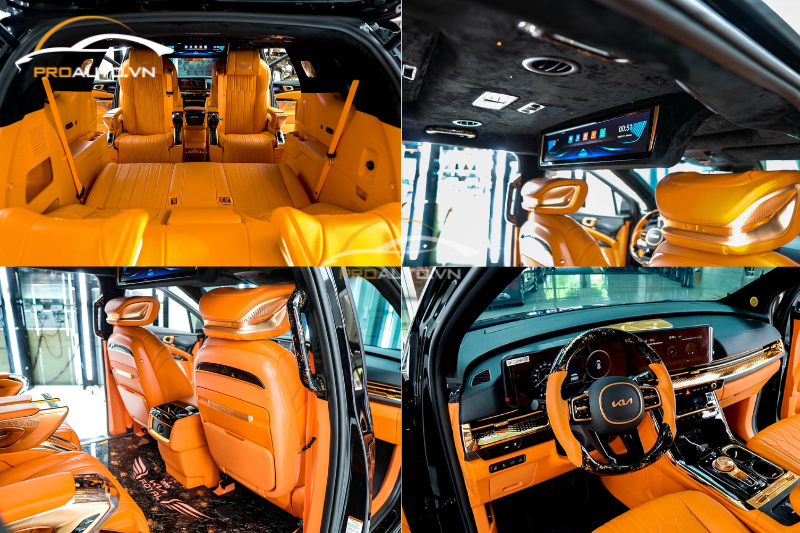 Mẫu ghế Limousine màu cam mạ vàng 
