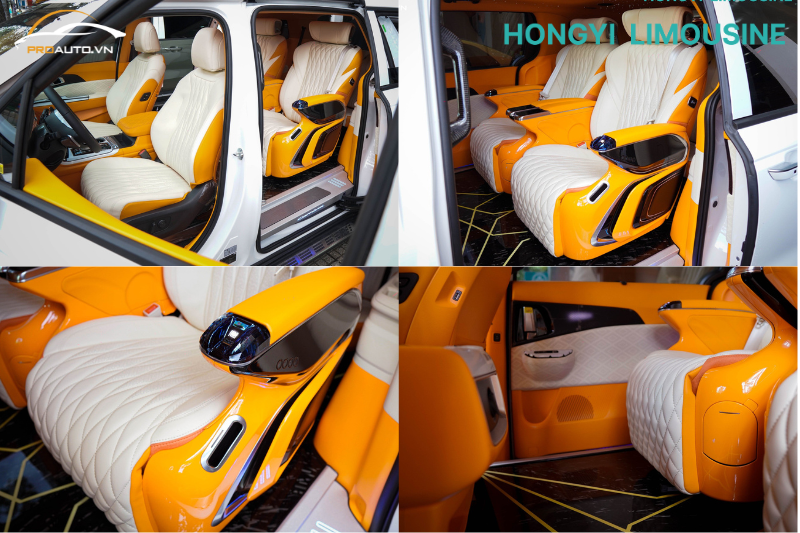 Độ limousine Kia Carnival màu kem - cam