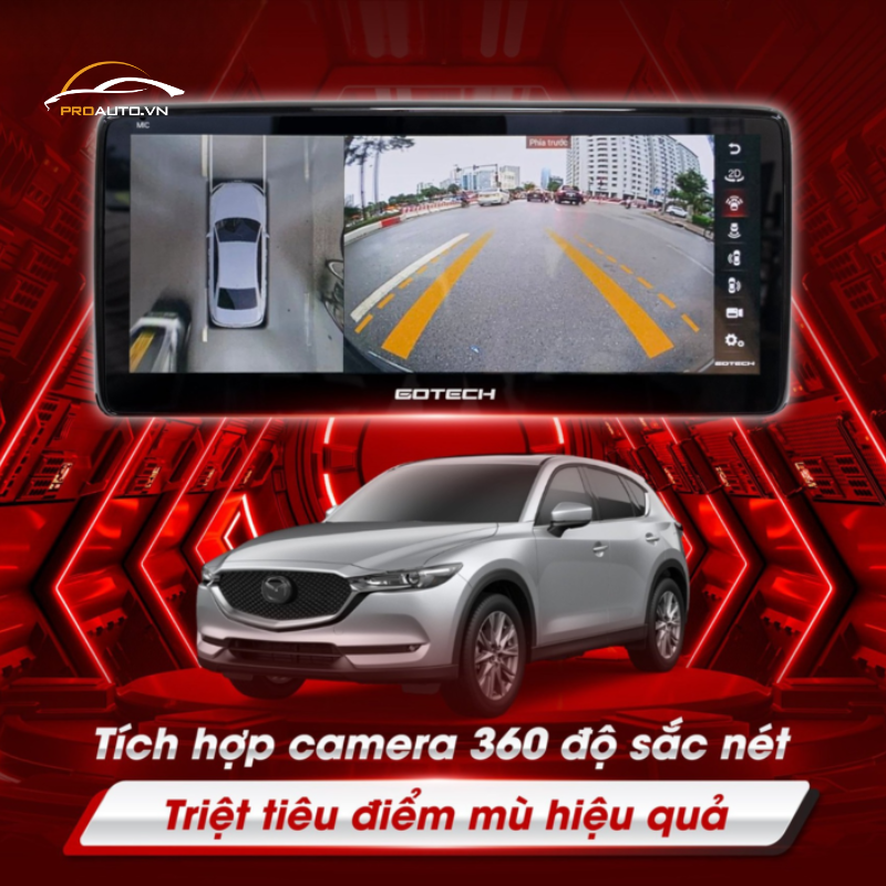 Màn hình GOTECH GT Mazda New 360 hỗ trợ quan sát toàn cảnh