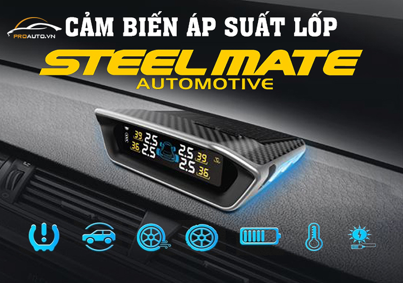 Cảm biến áp suất lốp ô tô Steelmate được trang bị nhiều tính năng vượt trội