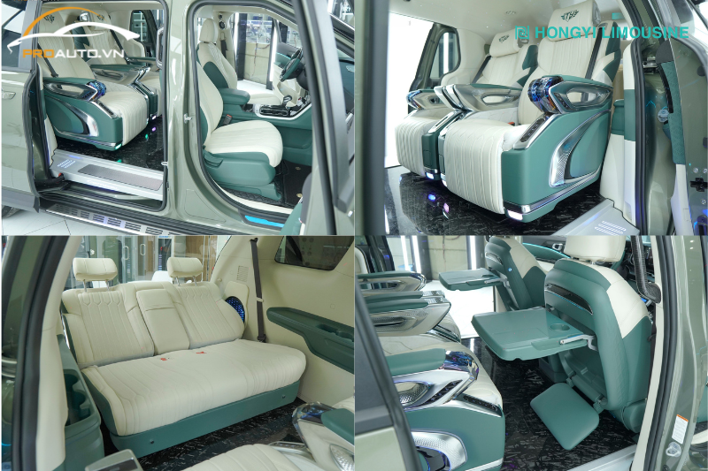 Độ limousine xe Kia Carnival xanh mint