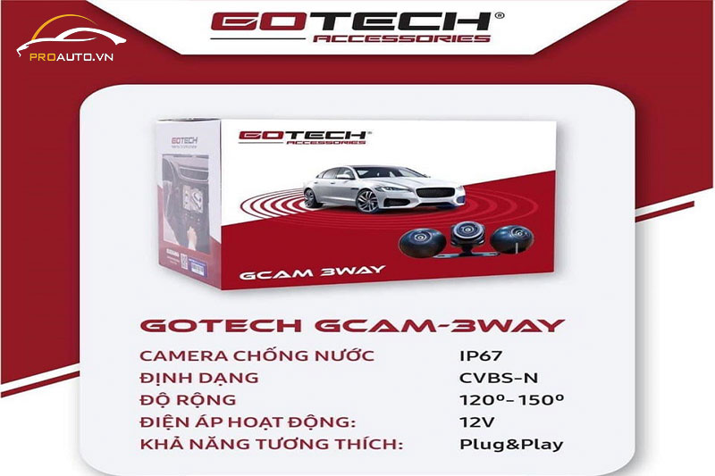 Camera 3 mắt ô tô Gotech GCam - 3Way - “Siêu phẩm” camera