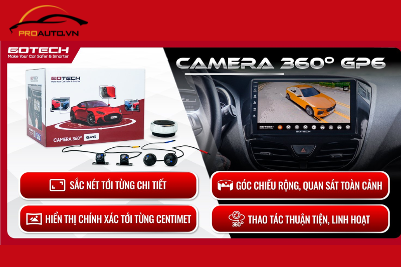 Sản phẩm camera 360 ô tô GOTECH GP6 với một số tính năng nổi trội