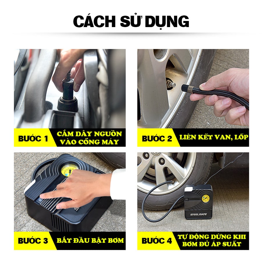 Hướng dẫn sử dụng bơm lốp SteelMate T6 