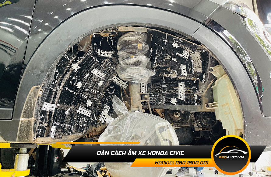 Cách âm chống ồn xe Honda Civic vị trí hốc bánh