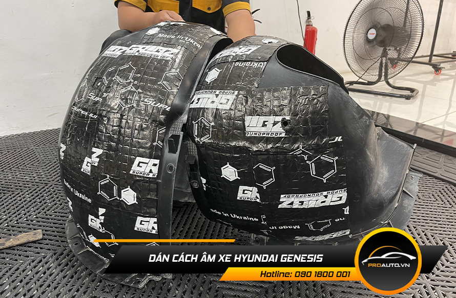 Cách âm chống ồn xe Hyundai Genesis vị trí hốc bánh