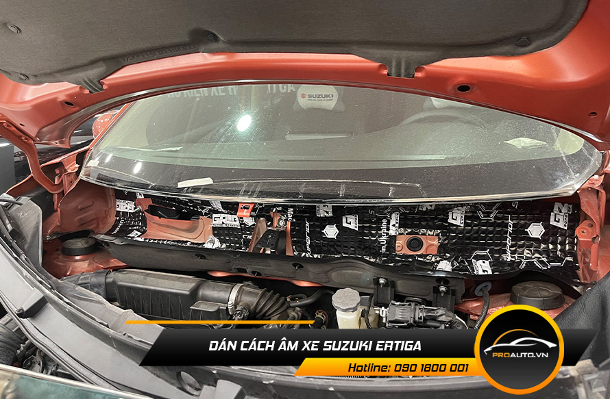Cách âm chống ồn xe Suzuki Ertiga vị trí khoang máy