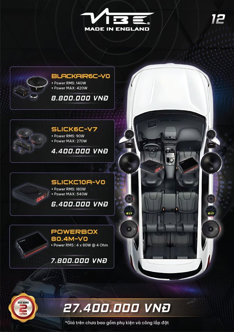 Cấu hình nâng cấp âm thanh Vibe cho xe Kia Carnival (12)