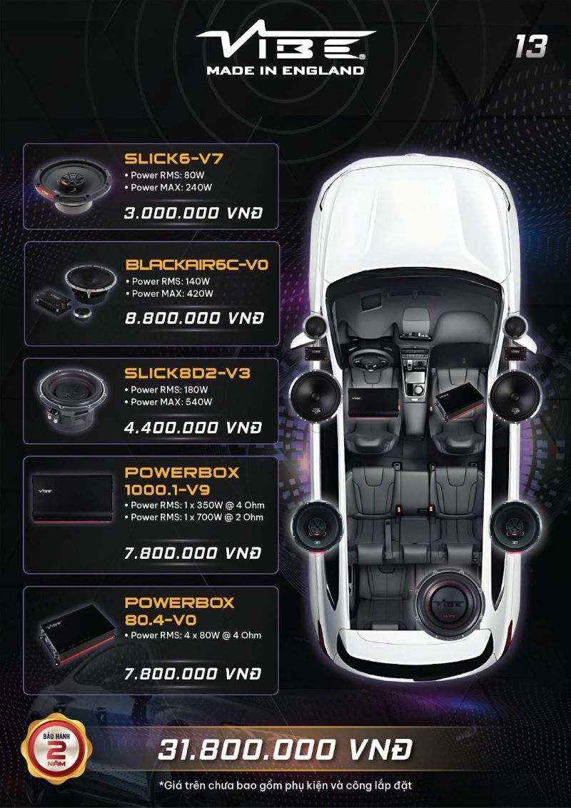 Cấu hình nâng cấp âm thanh Vibe cho xe Kia Carnival (13)