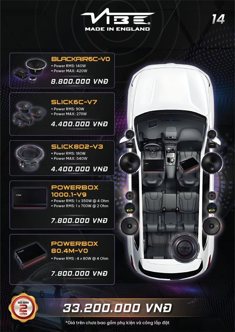 Cấu hình nâng cấp âm thanh Vibe cho xe Kia Carnival (14)