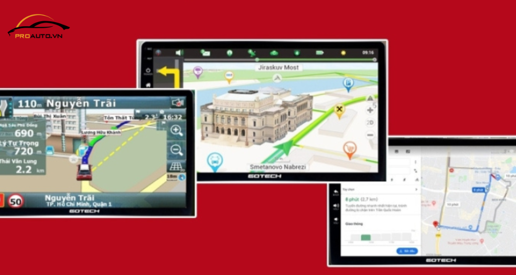 Màn hình ô tô Gotech GT Mazda Pro với các phần mềm dẫn đường thông minh