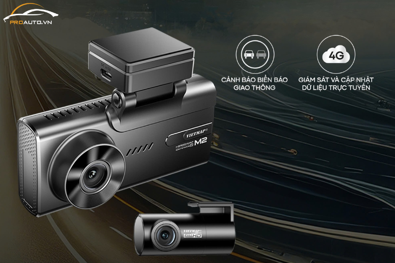 Màn hình camera hành trình Vietmap SpeedMap M2 cảm ứng 4 inch, kết nối đa dạng