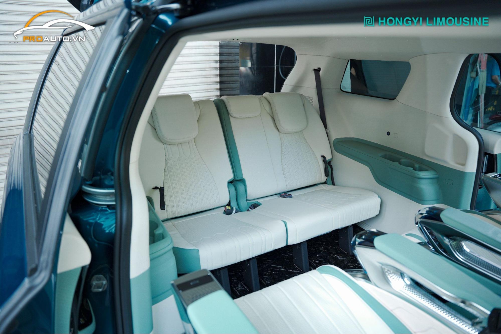 Bọc da băng 3 xanh kem cho Kia Carnival