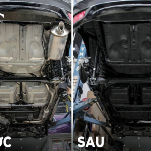Hình ảnh trước và sau khi được sơn phủ gầm xe Mitsubishi Xpander