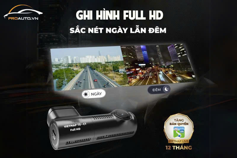 Camera hành trình Vietmap C1 công nghệ ghi hình ban đêm rõ nét