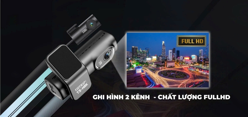 Camera hành trình VIETMAP TS-H2K ghi hình toàn cảnh trước và sau