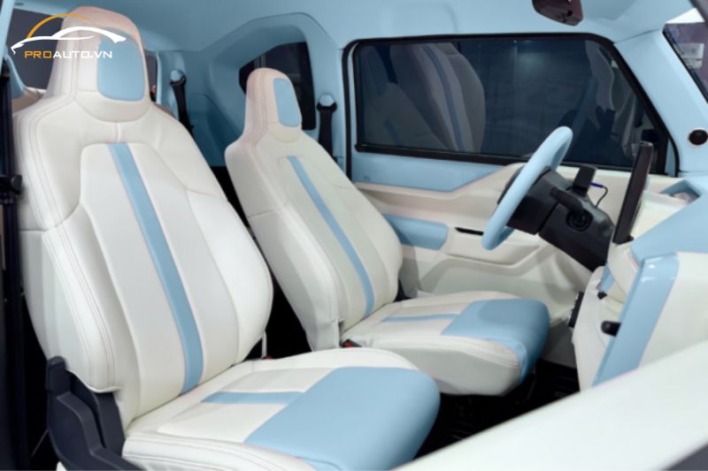 Bọc ghế da cho Vinfast VF3 tone trắng xanh tươi mát