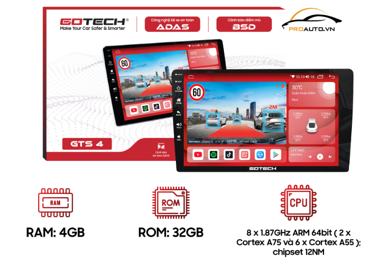 Giới thiệu về màn hình ô tô thông minh Gotech GTS4