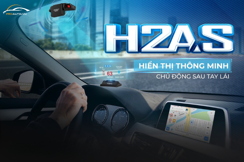 Màn hình HUD Vietmap H2AS cảnh báo tốc độ giới hạn