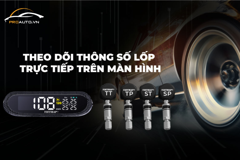 Theo dõi tình trạng lốp xe chính xác với cảm biến áp suất lốp Vietmap V3 