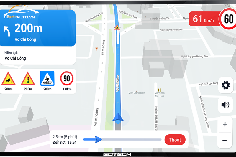 Tích hợp 3 bản đồ dẫn đường bản cũng Gotech GT2K 360
