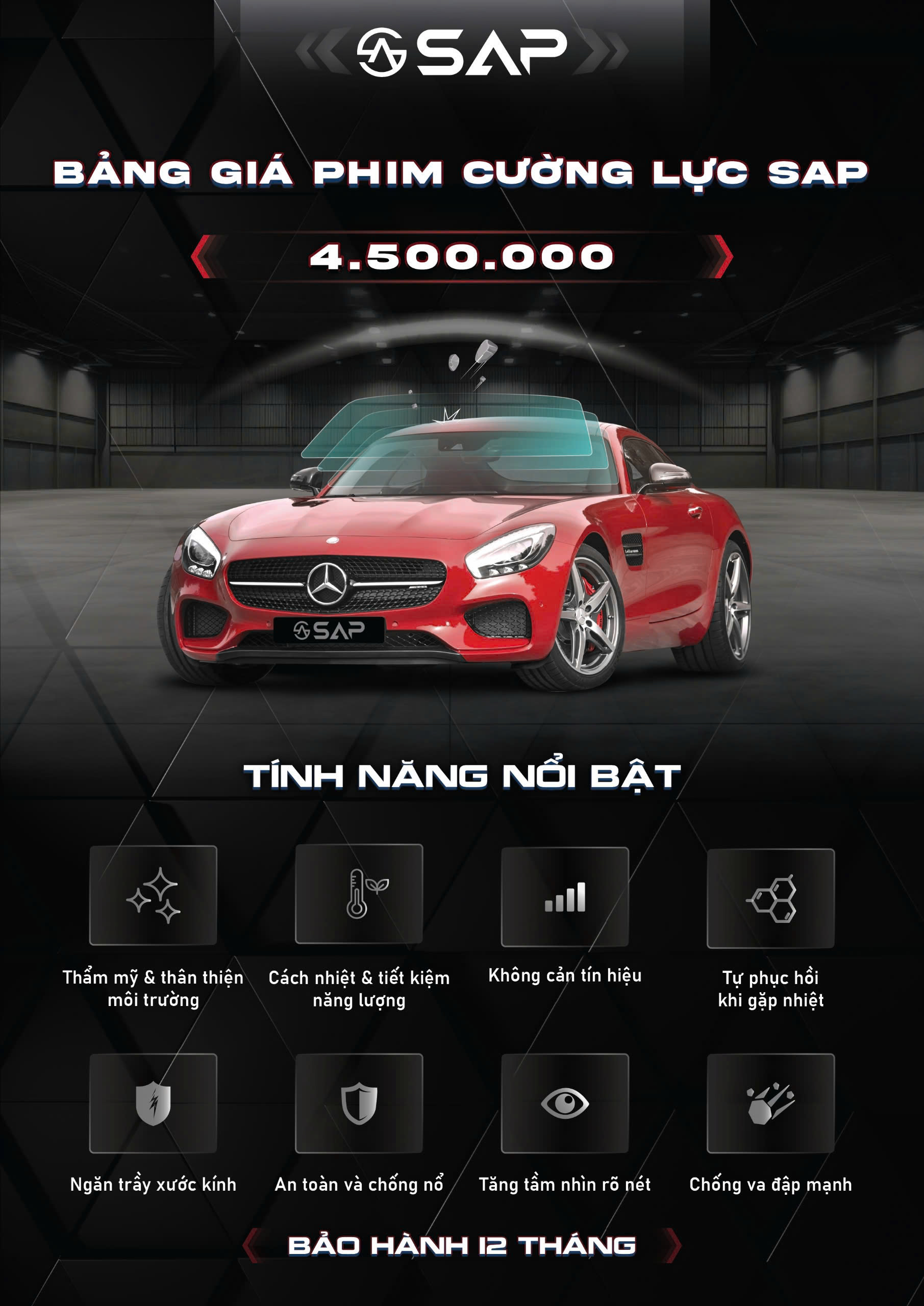 Bảng giá phim cường lực kính lái SAP mới nhất 2025