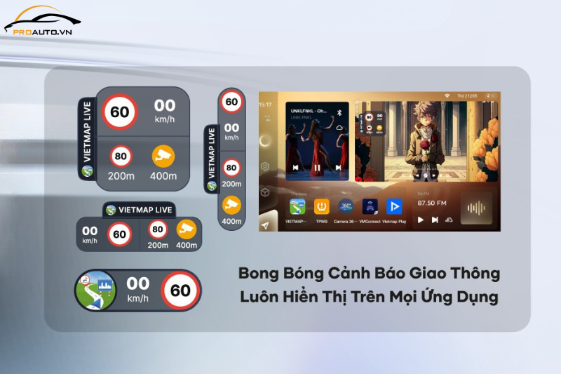 Màn hình Teyes CC3L 360 tích hợp cảnh báo bong bóng