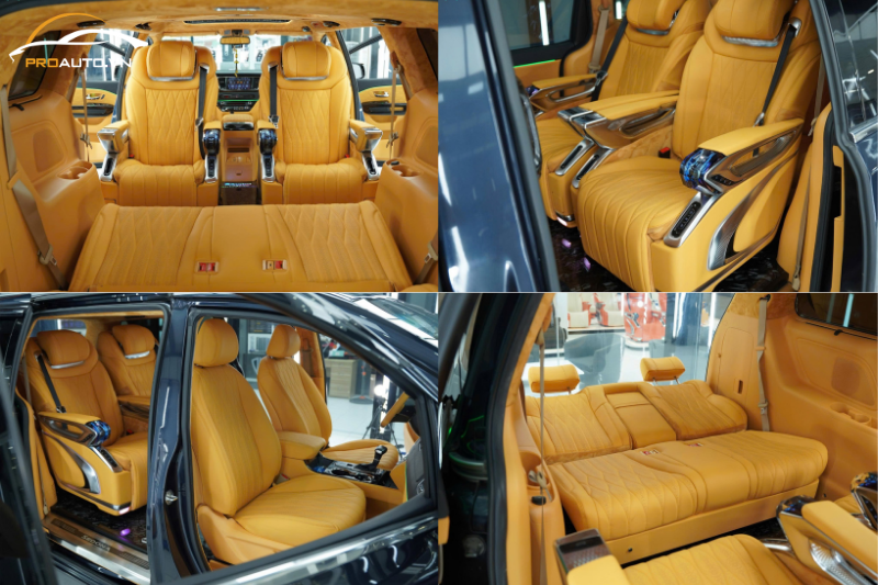Dự án độ ghế limousine ô tô màu vàng bò cao cấp
