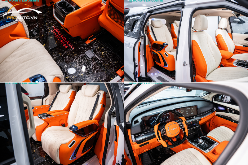 Nâng cấp nội thất Limousine phối kem và cam Hermes